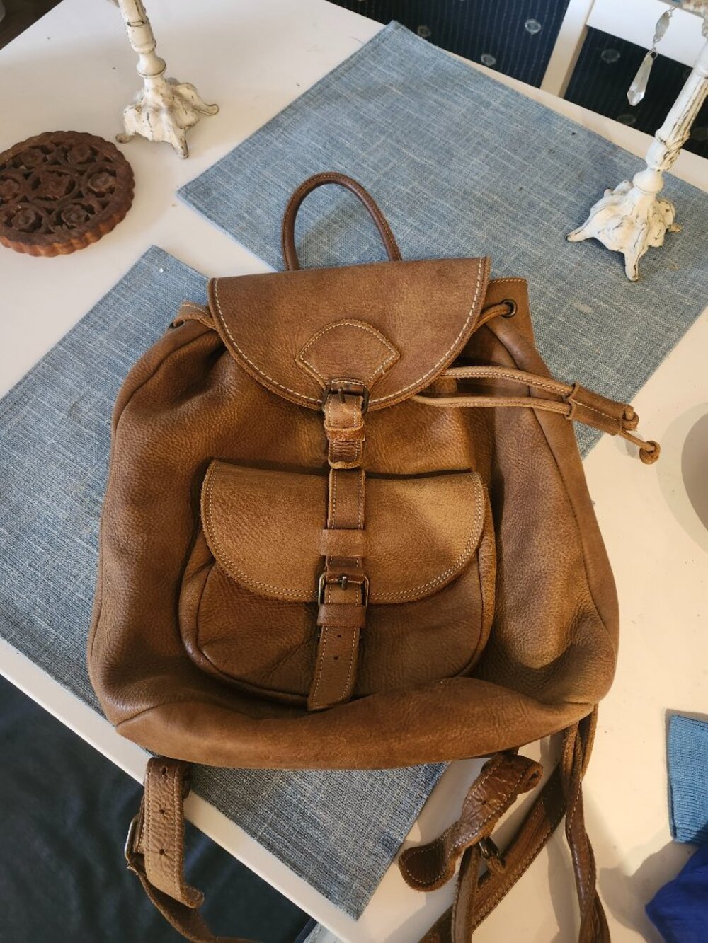 ROOTS large Tribal leather backpack
